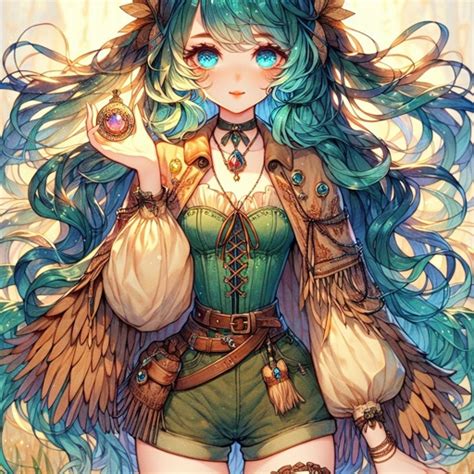 Anime Girl Emerald Green Hair | Fanart