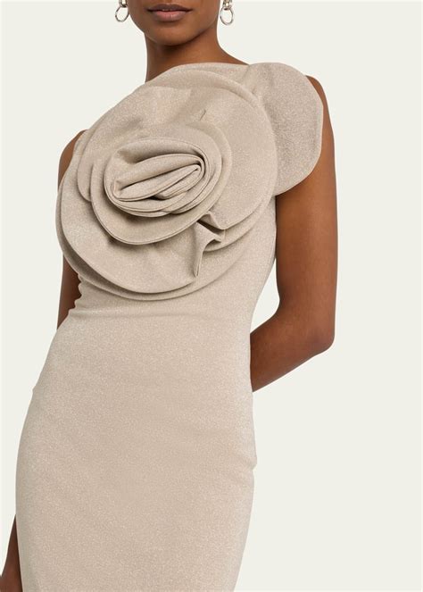 Chiara Boni La Petite Robe Shimmer One-Shoulder Flower Gown - Bergdorf