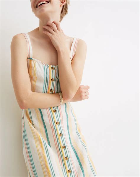 Linen Fitted-Bodice Midi Dress in Stripe | Madewell