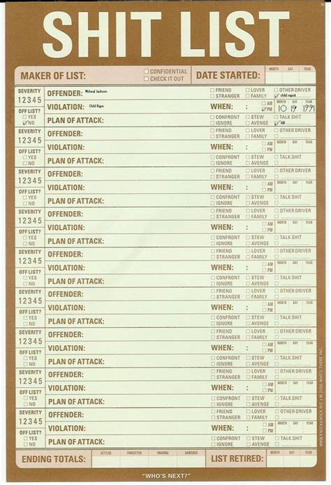 My shit list by sex-fiend on DeviantArt