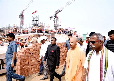 uttar pradesh cm yogi adityanath inspects  construction work  ram