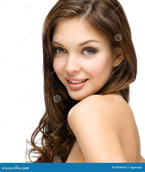Portrait of Naked Girl with Hair Ringlets Stock Image - Image of cute