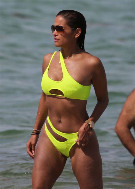 Rocsi Diaz in a Neon Yellow Bikini on the Beach in Miami 06/11/2019