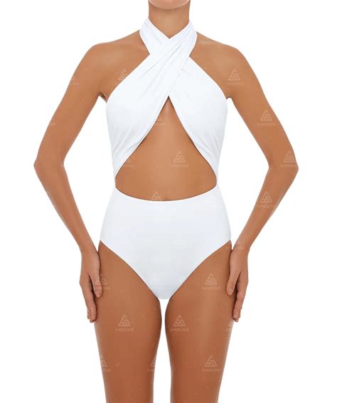OPS011 Hanging Neck Strap Bow Sexy Backless One-Piece Bikini