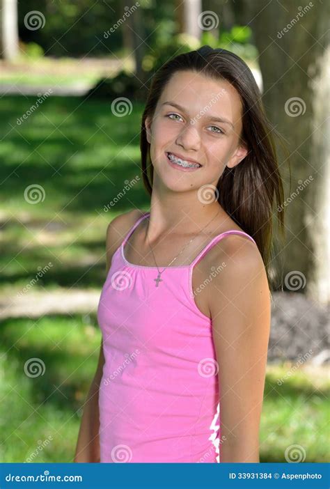 Portrait of a Cute Female Child Stock Photo - Image of braces, smile ...