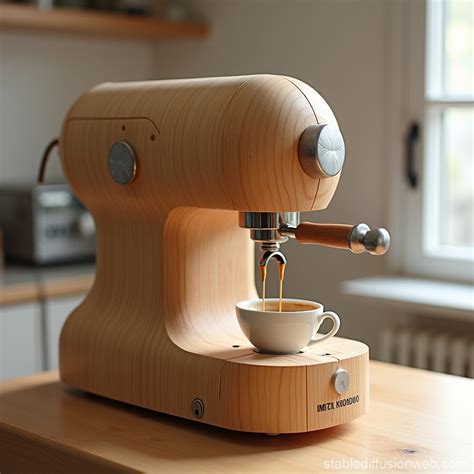 Rem Koolhaas Wood Espresso Machine Design | Stable Diffusion Online