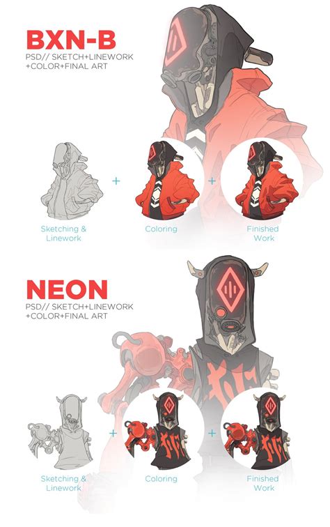 Neon + Bnx-B PSD characters