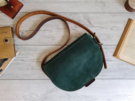 leather crossbody bag women saddle leather purse small green leather