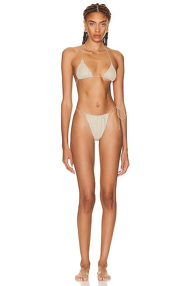 Oseree Lumiere Microkini Bikini Set In Gold | ModeSens