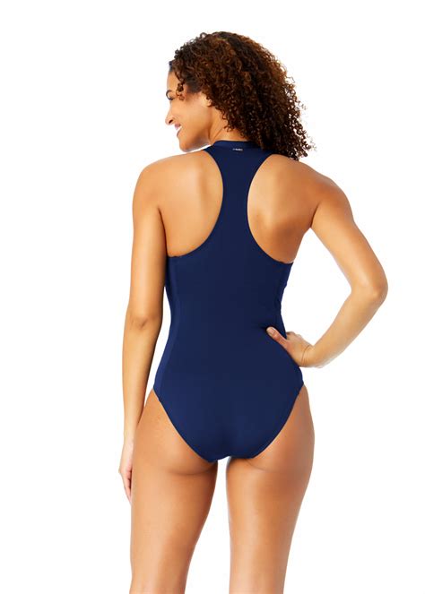Women's Live In Color High Neck Zip Front One Piece Swimsuit | One