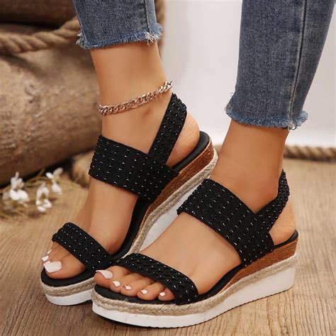 Viluyesy Wedge Sandals for Womens, Ankle Strap Open Toe Wide Width High