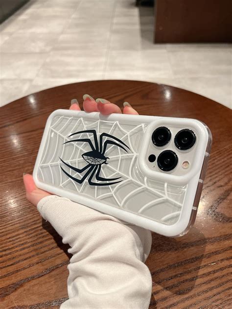 coque de téléphone blanche motif araignée noire | Spiderman phone case