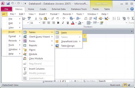 screen shots  classic menu  access