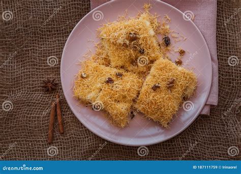 Turkish Dessert Muhallebi Kadaif Stock Image - Image of mediterranean ...