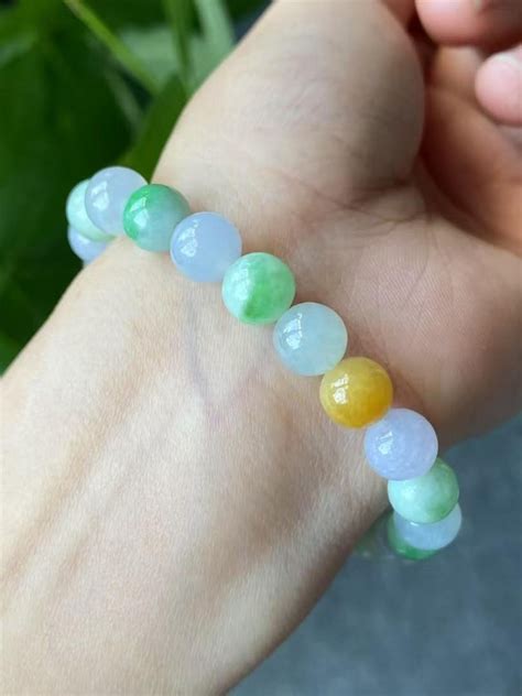 natural jadeite bead bracelet multicolor jade bracelet genuine jade