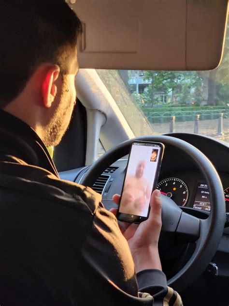 Cab driver in Bulgaria having a naked video chat while driving