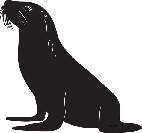 Sea Lion Silhouette Illustration White Background 45346014 Vector Art ...
