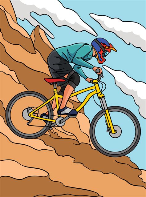 ilustración de dibujos animados de color ciclista de montaña 12626212 ...