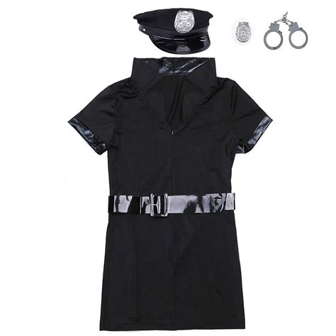 Halloween Woman Sexy Cop Officer Outfit Uniform Police Costume Set