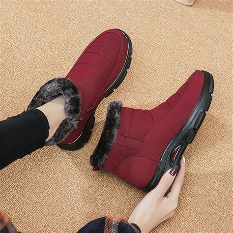 Womens Snow Boots Waterproof Clearance Winter Plus Velvet Snow Shoes ...