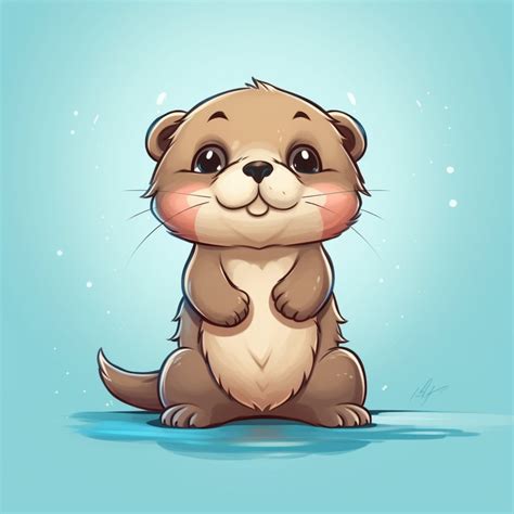 Baby Otter Cartoon AI Digital Download Digital Art Animal Digital Image ...