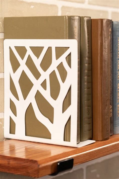 Купить Подставка ограничитель для книг на полке Деревья металл белый ...
