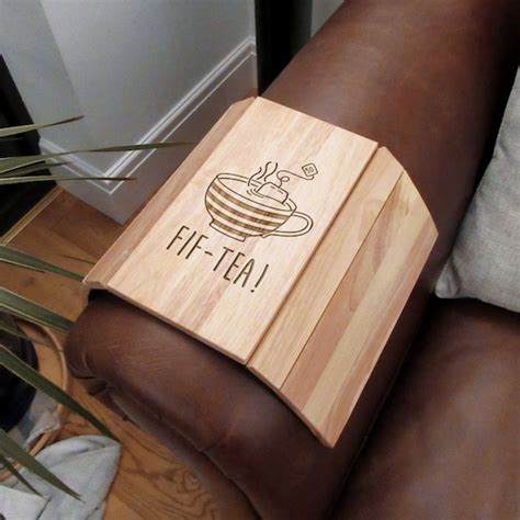 engraved sofa tray fif tea design wooden etsy