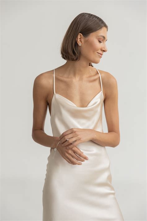 100% Silk Dress Creamy Minimal Wedding Dress Cowl Neck Silk - Etsy