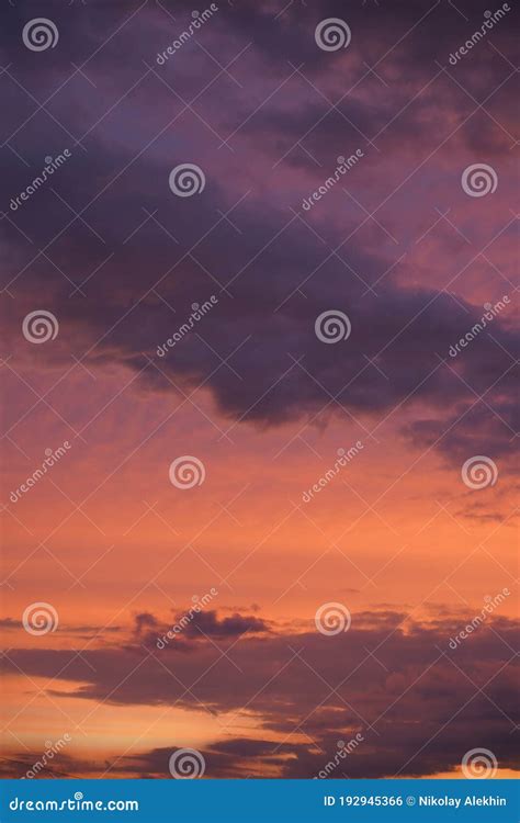 Beautiful Evening Blue Sky at Sunset with Flaming Bright Light Clouds ...