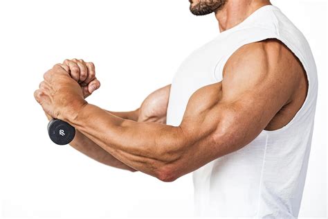 closeup  muscular male arm lifting  dumbbell  stock photo