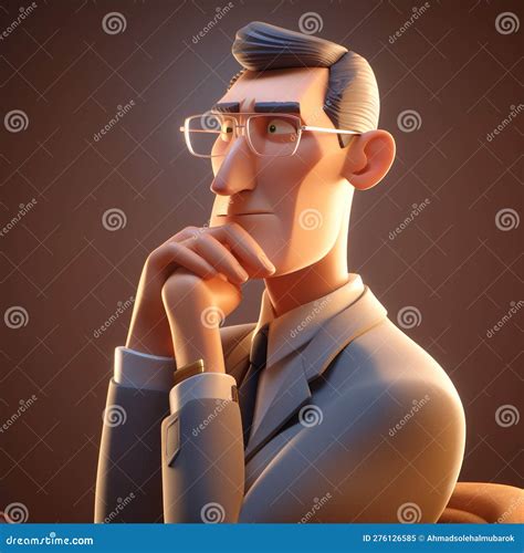 3d Character of Business Man Thinking Stock Illustration - Illustration ...