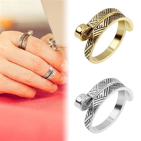 Honrane 5Pcs Opening Rings Adjustable Opening Thimble Yarn Holder Cute
