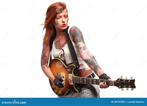 Rock'n Roll Girl With Tattoo Stock Photo - Image: 38793392