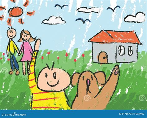 Эскиз чертежа Doodle цвета детей детского сада Иллюстрация вектора ...