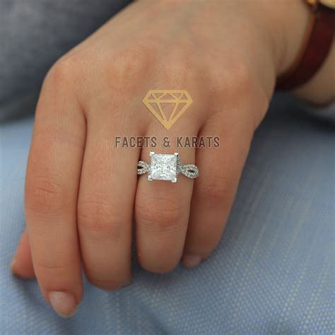 3 Carat Princess Cut Engagement Ring Twist Engagement Ring - Etsy