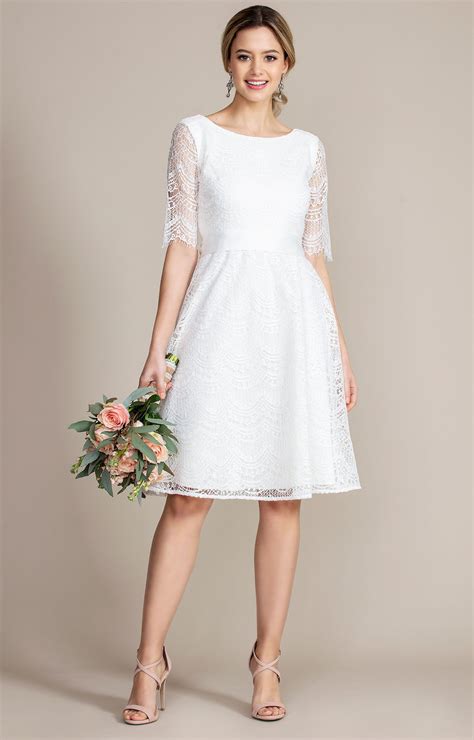 Evie Lace Dress short Ivory by Alie Street | Simple wedding dress short ...