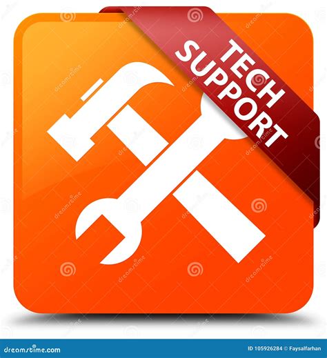 Tech Support (tools Icon) Orange Square Button Red Ribbon in Cor Stock