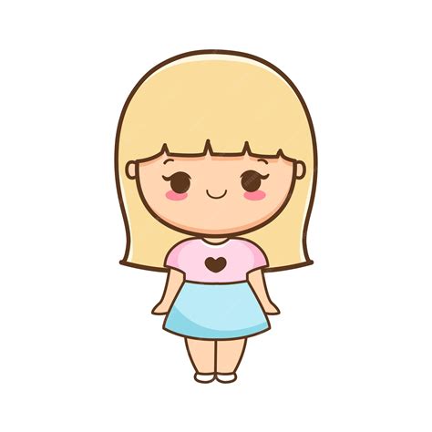 Ilustración de niña linda de dibujos animados vector premium | Vector