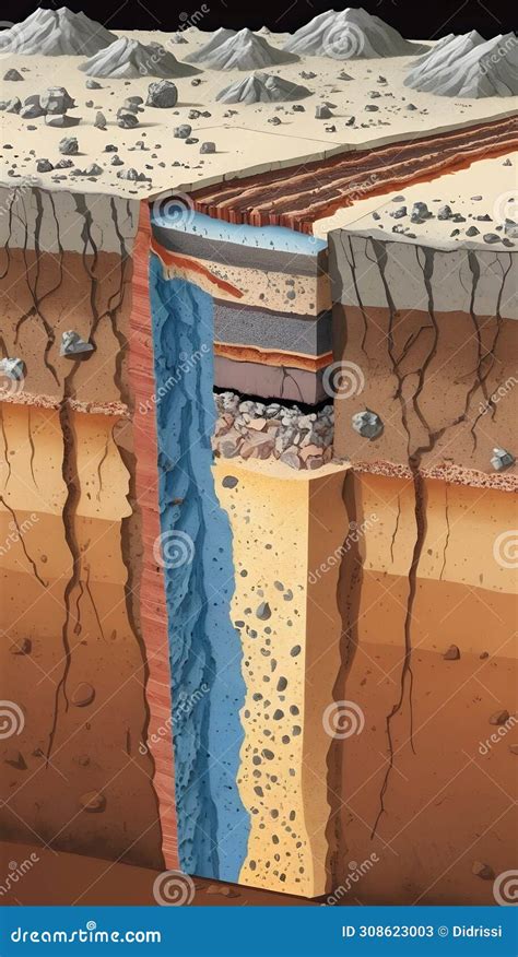 Earth's Crust Cross-section With Mineral Deposits Stock Illustration ...