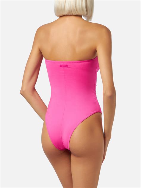 Soleil fuchsia strapless one-piece swimsuit – MC2 Saint Barth