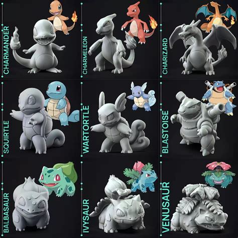 Set of 9 Pokemon 3D Models Stl File Bundle Pack 1 High Quality STL File