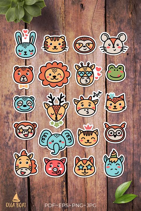 Stickers funny Animal stickers svg Kids stickers planner