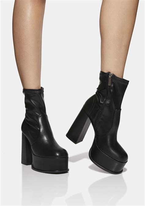 Shellys London Edge Platform Ankle Boots - Black | Dolls Kill