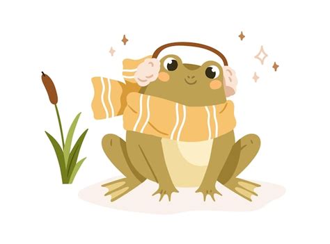 Premium Vector | A cartoon of a frog with a hat and a toy