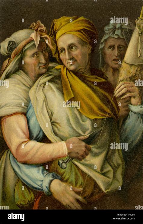 The Three Fates, illustration after painting by Michelangelo Buonarroti ...