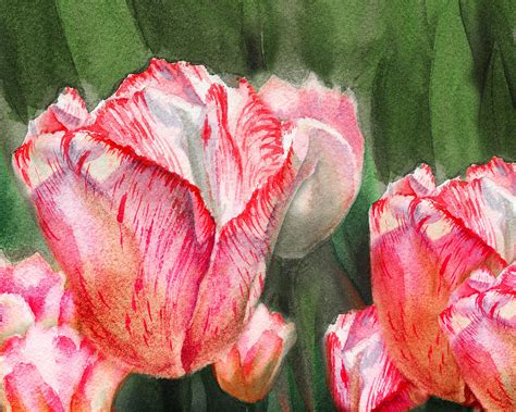 Pink Tulips by Irina Sztukowski Painting by Irina Sztukowski - Pixels