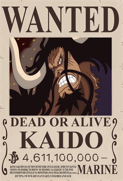 Kaido bounty (One Piece Ch. 957) by bryanfavr on DeviantArt