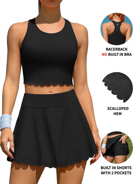 Attraco Women Tennis Skirt 2 Piece Sports Dresses Athletic Workout