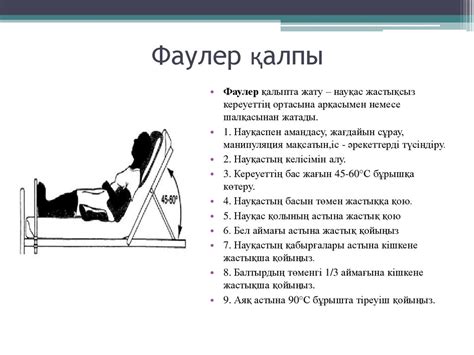 Науқастың әр түрлі функциональді қалыптары: Симс,арқалық,іштік,фаулер ...