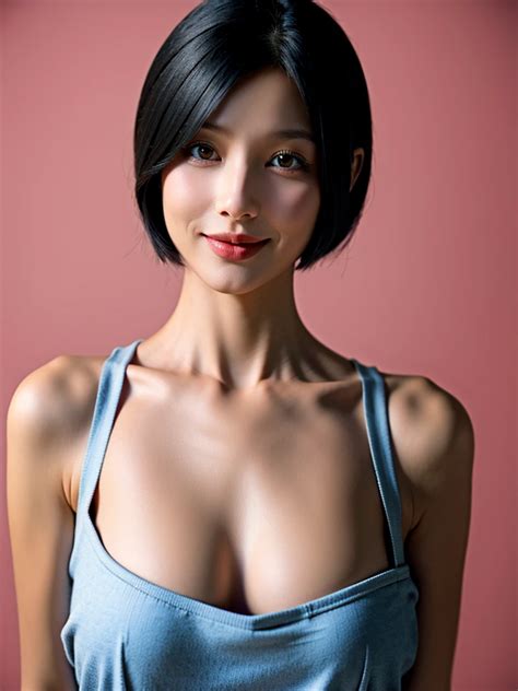 girl solo breasts   viewer blush smile short hair